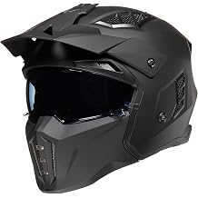 Open Face Motorcycle 3/4 Half Helmet for Men and Women, Vintage Retro Helmet with Visor for Moped ATV Cruiser Scooter DOT Model Z302(Matte Black,Large)