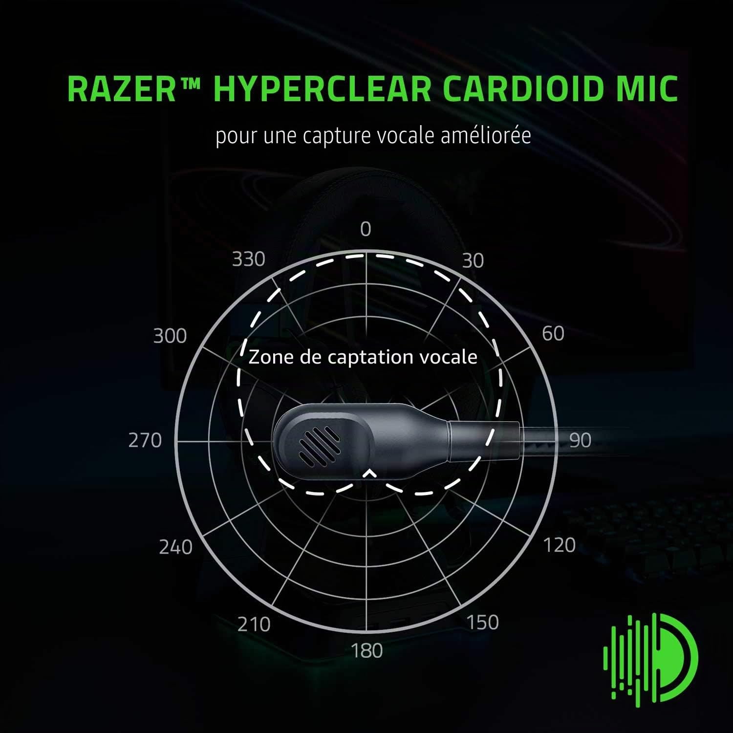 Razer Casque de Jeu BlackShark V2 X : Son Surround 7.1 50 mm Pilote Mousse à mémoire de Forme – PC, PS4, PS5, Nintendo Switch, Xbox One, Xbox Series X & S, Mobile – Jack 3,5 mm Noir