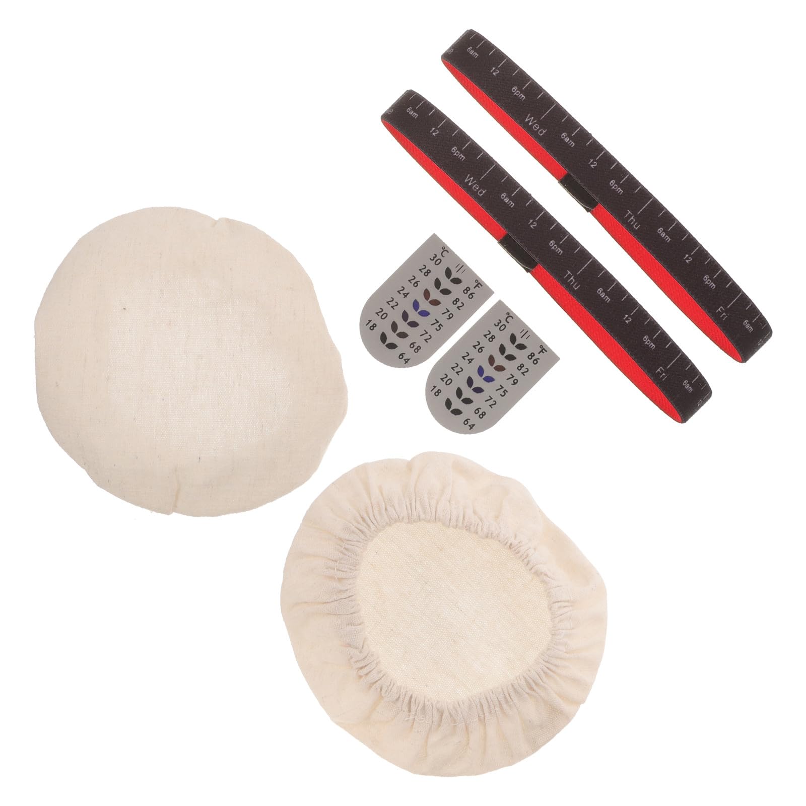 INOOMP Sourdough Starter Jar Kit with Natural Fabric Covers Date Marking Strips and Flexible Bands Suitable for Artisan Bread Making