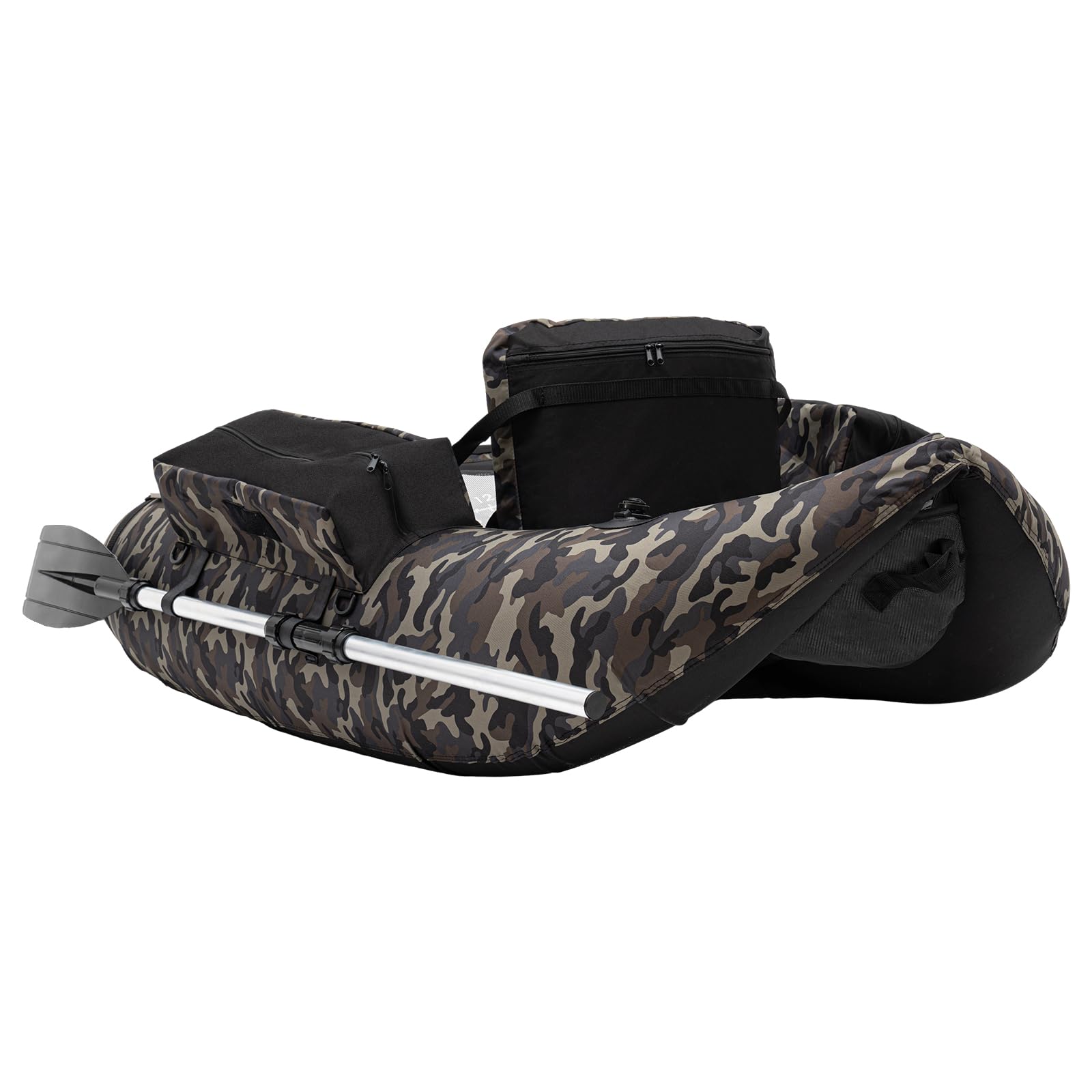 HAPPCUCOE Inflatable Fishing Boat,Portable Outdoor Fishing Boat Adjustable Backrest,Load Capacity 286.6Lbs, Fishing Float Tube for Fishing,Rafting,Exploring (Camouflage)