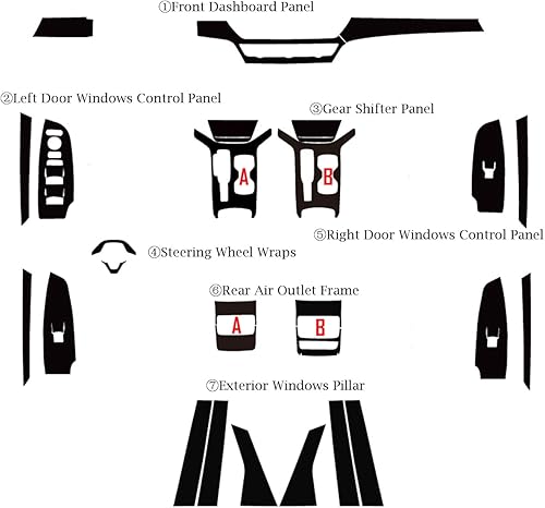 Miniatura 2 de Cubierta de vinilo para consola central para tablero de instrumentos de fibra de carbono, color negro mate, interior precortado, panel de consola,