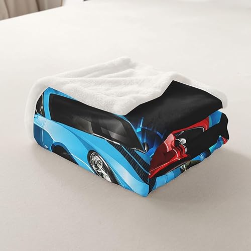 Miniatura 5 de Manta de forro polar con diseño de flechas para sofá, cama, auto deportivo, manta de felpa para auto deportivo de carreras, rojo, azul, negro,