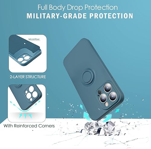 Miniatura 7 de ABITKU Funda de silicona compatible con iPhone 15 Pro (6.1 pulgadas), soporte de anillo, incluye cuerda de correa, elegante y duradera, adecuada