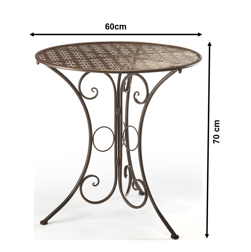 Kobolo Metalltischset Gartentischset Tisch und Zwei Stühle aus Metall in der Farbe braun