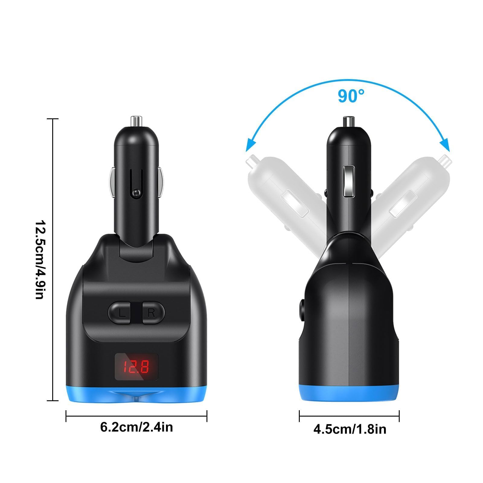 Linkstyle Ładowarka Samochodowa Rozdzielacz Zapalniczki, Podwójne Gniazdo USB A i PD z Woltomierzem LED, Szybkie Ładowanie Urządzeń Samochodowych