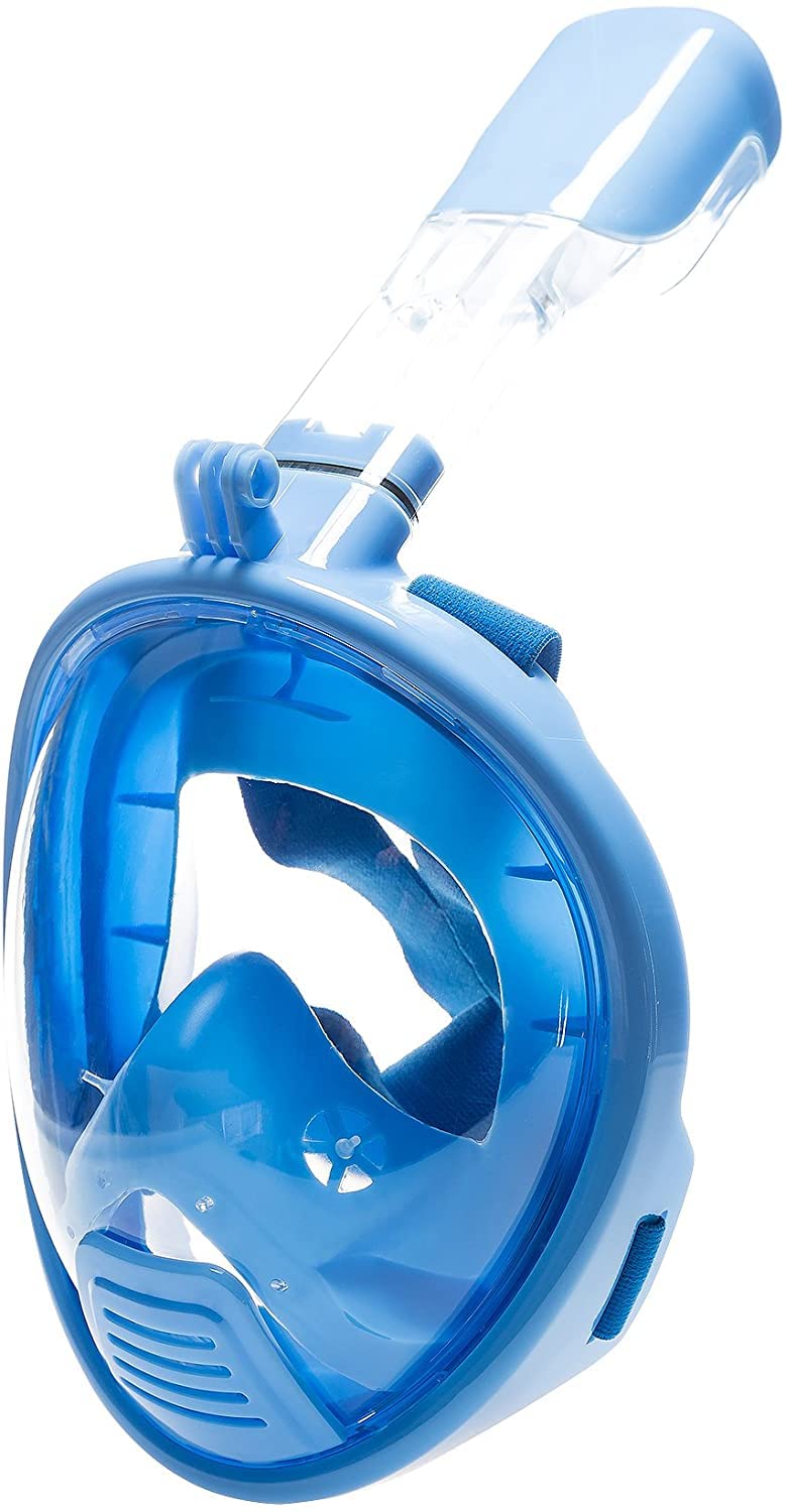 LUOOV Easybreath Full Face Snorkeling Mask,Free Breathing Anti Fog and Anti Leak Design, Diving Mask (Blue, XS(for Children))
