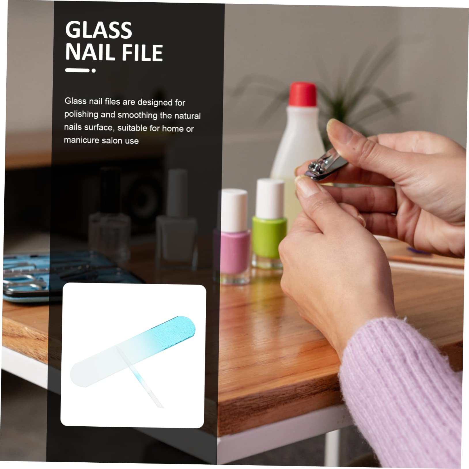 Beavorty 6piezas Limas De Uñas De Vidrio De Limas Cilíndricas Para Uñas Gruesas Herramientas De Manicura Reutilizables y Resistentes Portátiles y Fáciles De Limpiar