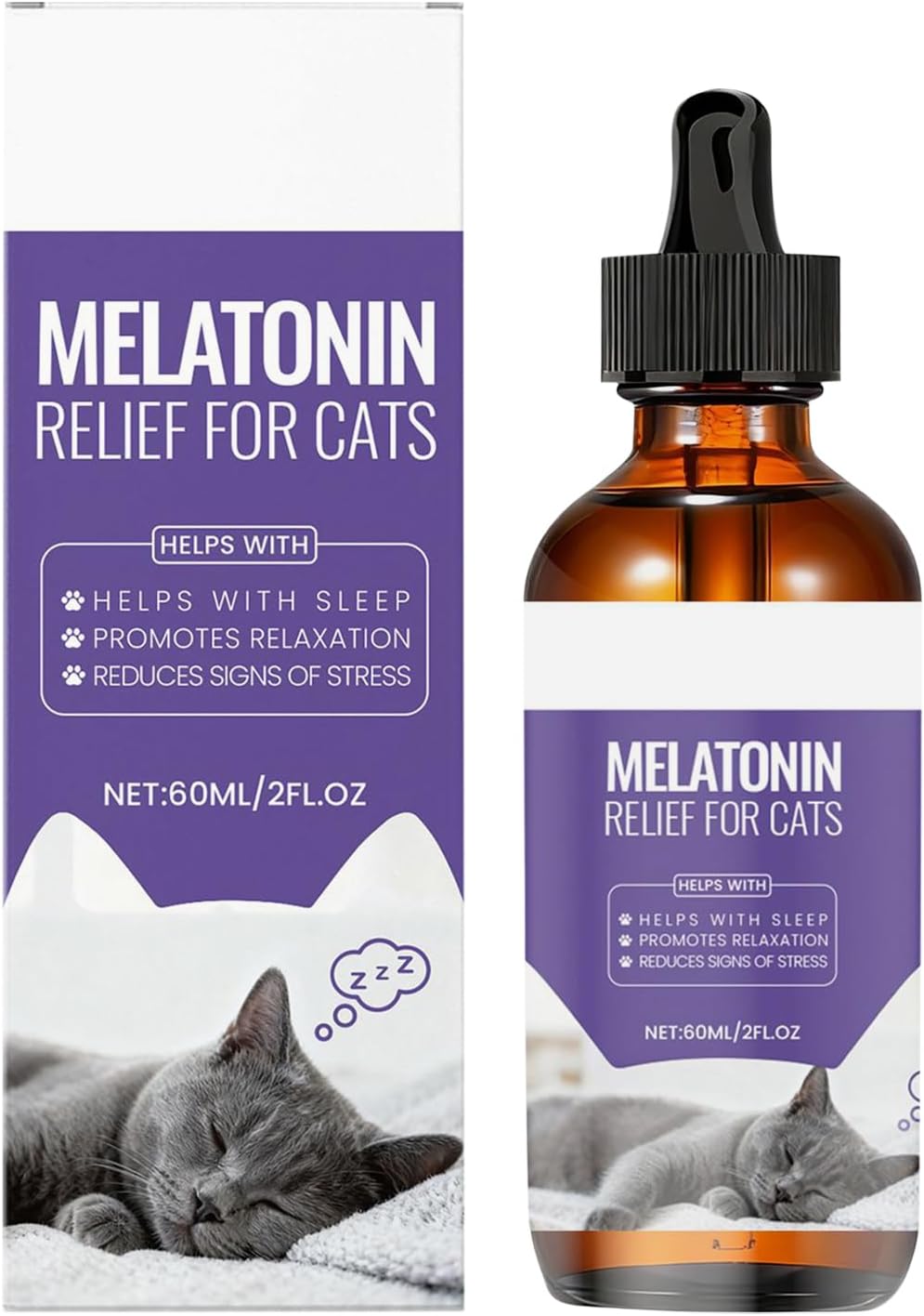 Cat Sleep Aid, Fast-Acting Soothing Formula, 60ML, Natural Relief Solution, Cat Calming Drops, Gentle And Safe, For Kittens, Puppies, Health Support, Stress