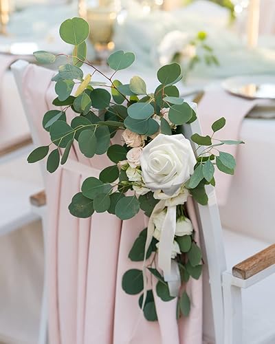 Miniatura 5 de Rosas artificiales realistas, 25 rosas falsas de aspecto real con tallo para ramos de boda, centros de mesa, despedida de soltera, fiesta,