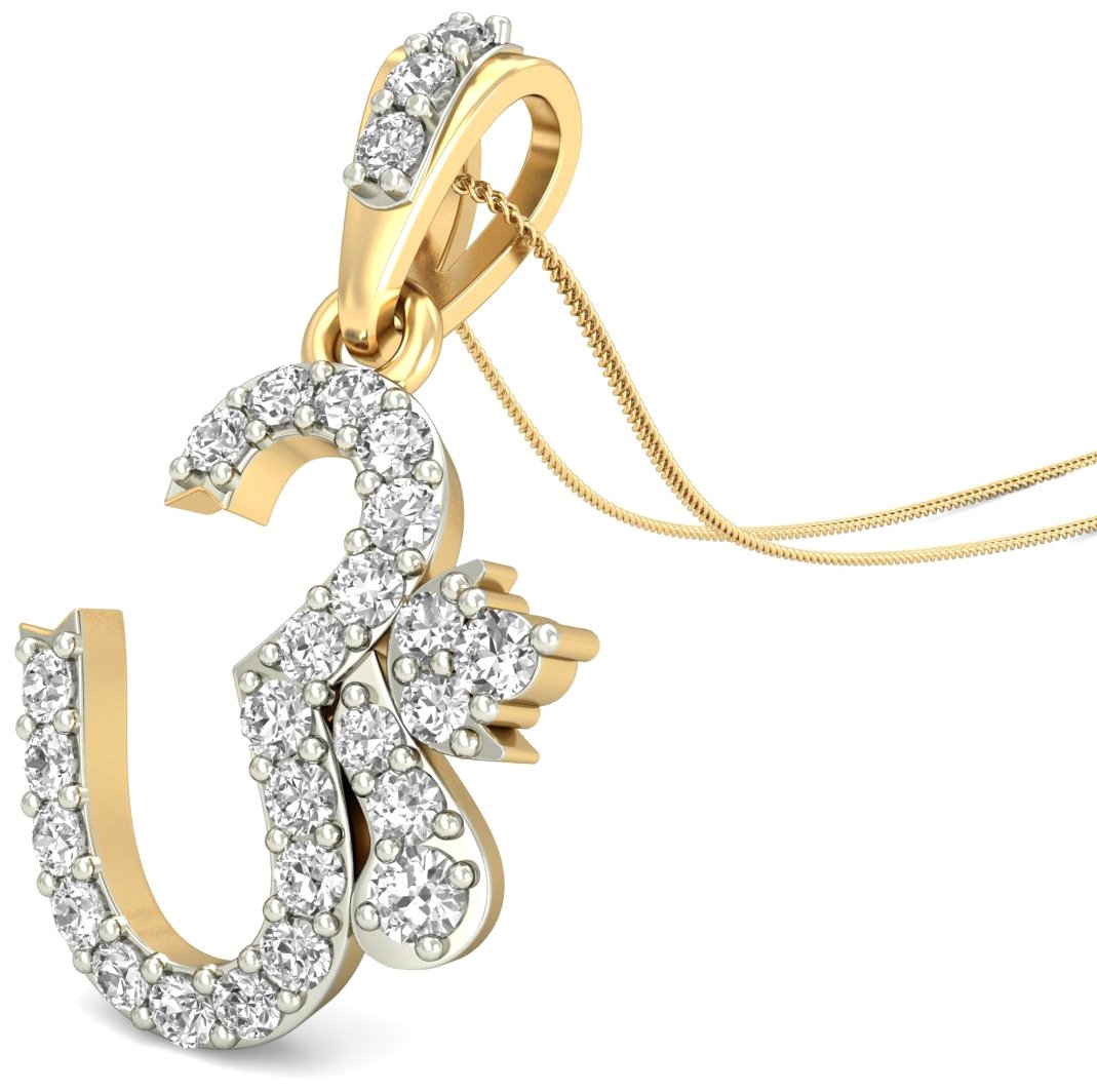 pc jeweller The Omkara 18k (750) Yellow Gold and Diamond Pendant-picture-33