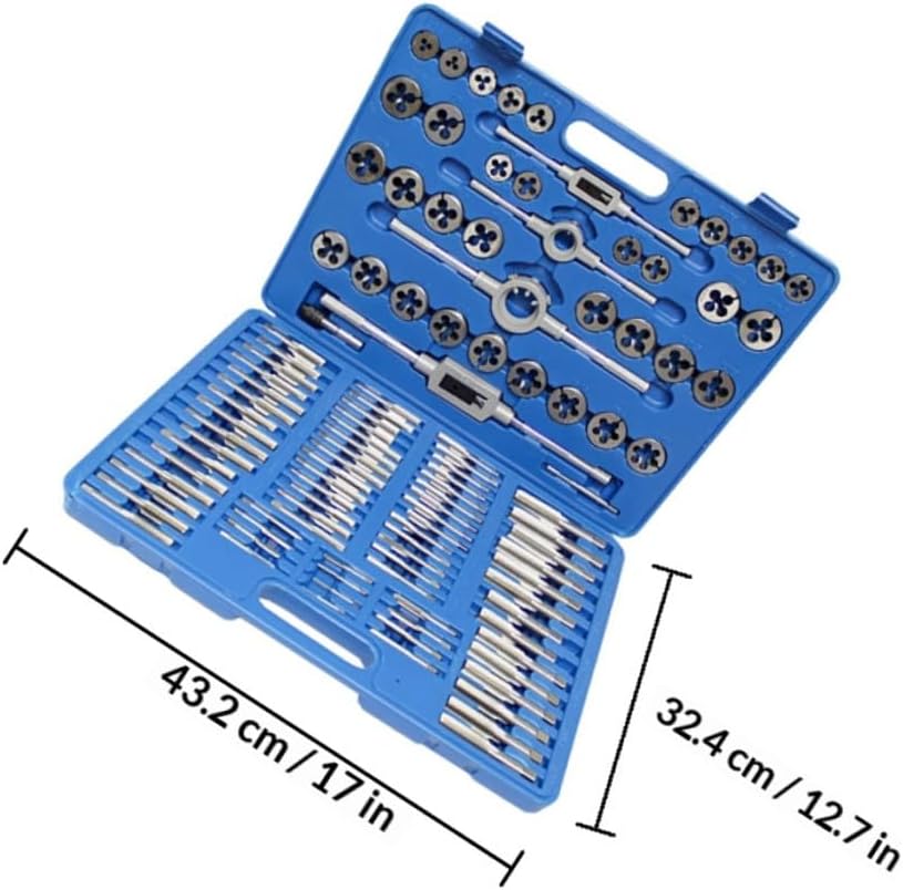 110pcs Metric Tap and Die Set with Steel Screw Taps, Threading Wrench Kit and Carrying Case for Thread Cutting and Repairing