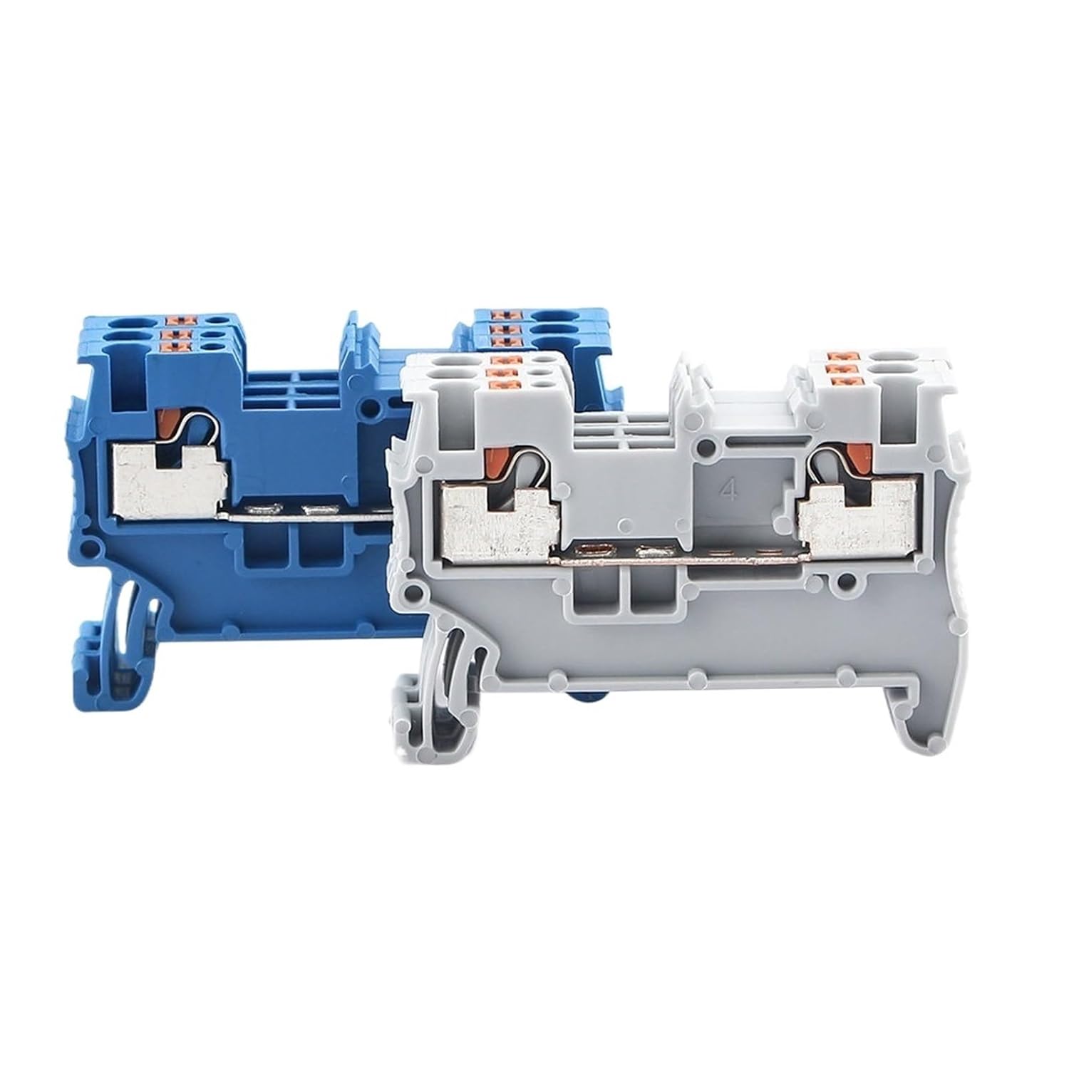 PT-1.5 Din Rail Terminal Block Electrical Wire Spring Connection Push in Wiring Conductor 10pcs Terminal Connector Strips PT1.5(Gray)