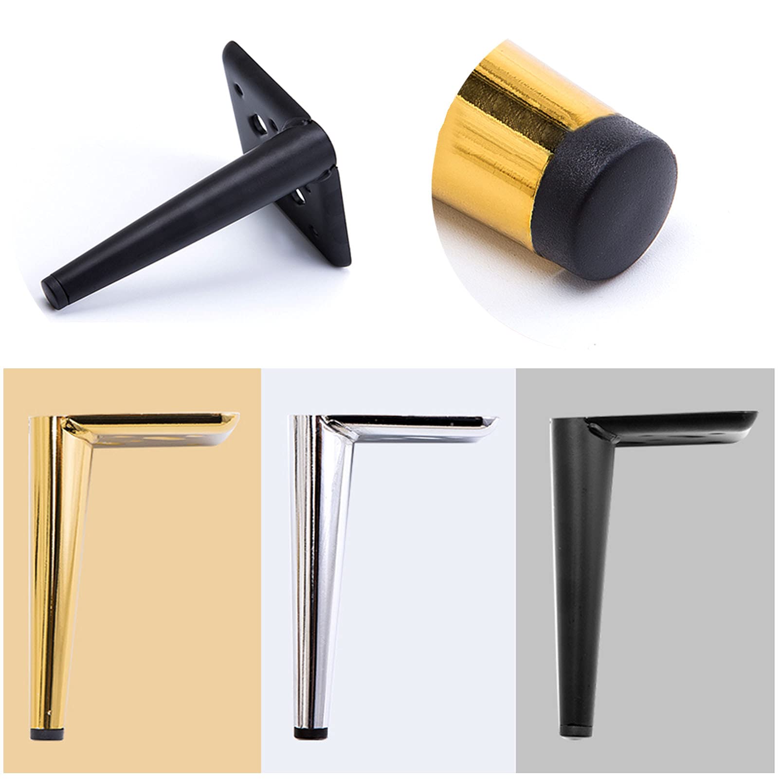 Set von 4 Metall Sofafuß Möbelbeine, DIY Ersatz Sofa Beine Möbel Stütze Füße für Schrank Sofa Stuhl Ottoman,Schwarz,13cm(5inch)