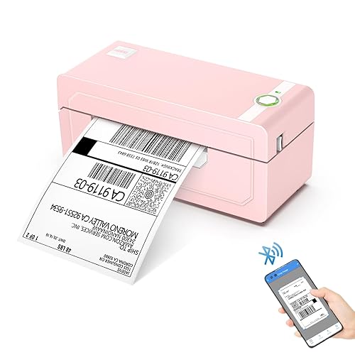 JADENS Bluetooth Thermal Label Printer 4x6, Pink Wireless Shipping Label Printer for Small Business & Packages, Compatible with iOS, Android, Mac, Windows, Amazon, Etsy, Ebay, Shopify - Pink