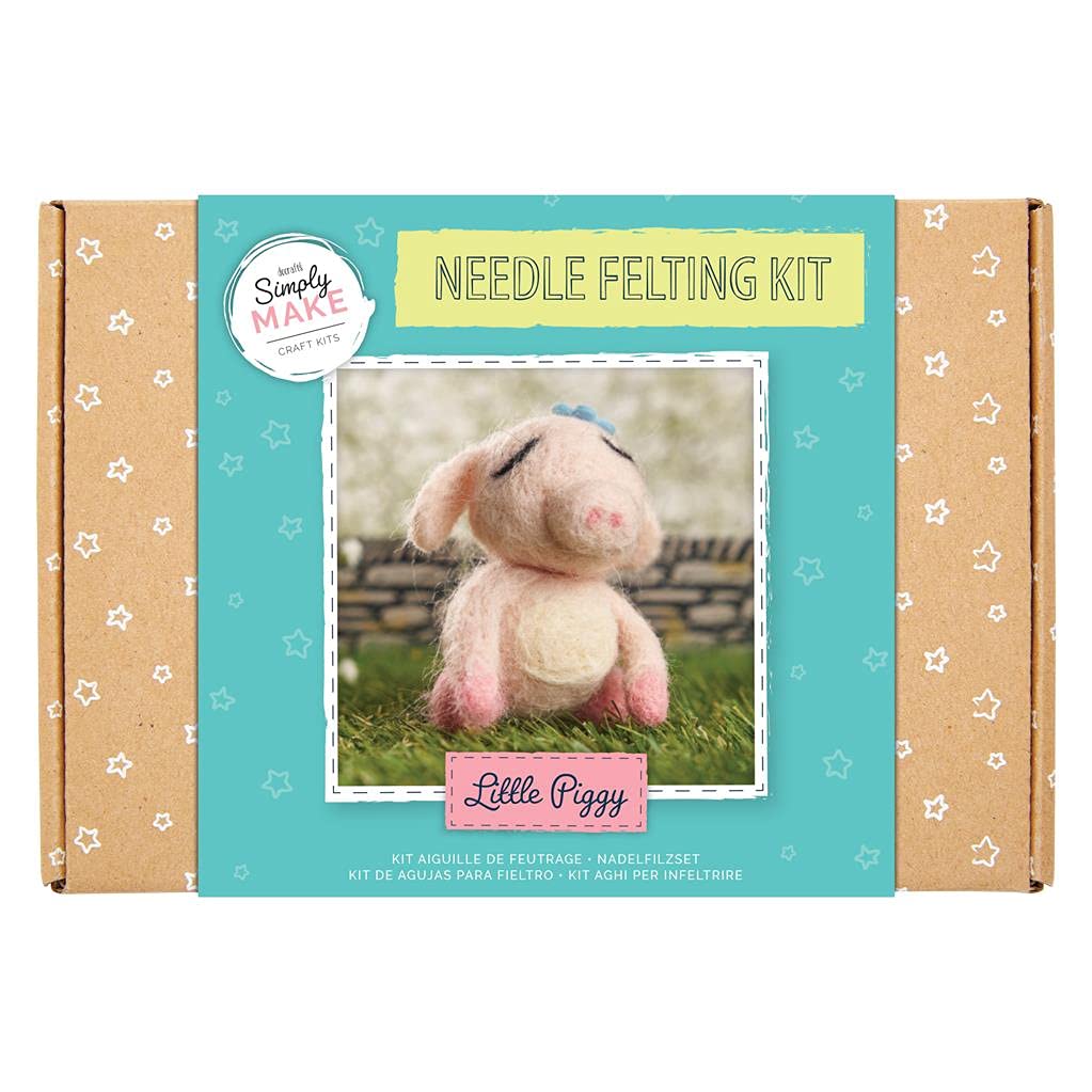 Simply Make - Little Piggy Needle Felting Kit - Wool Craft Set