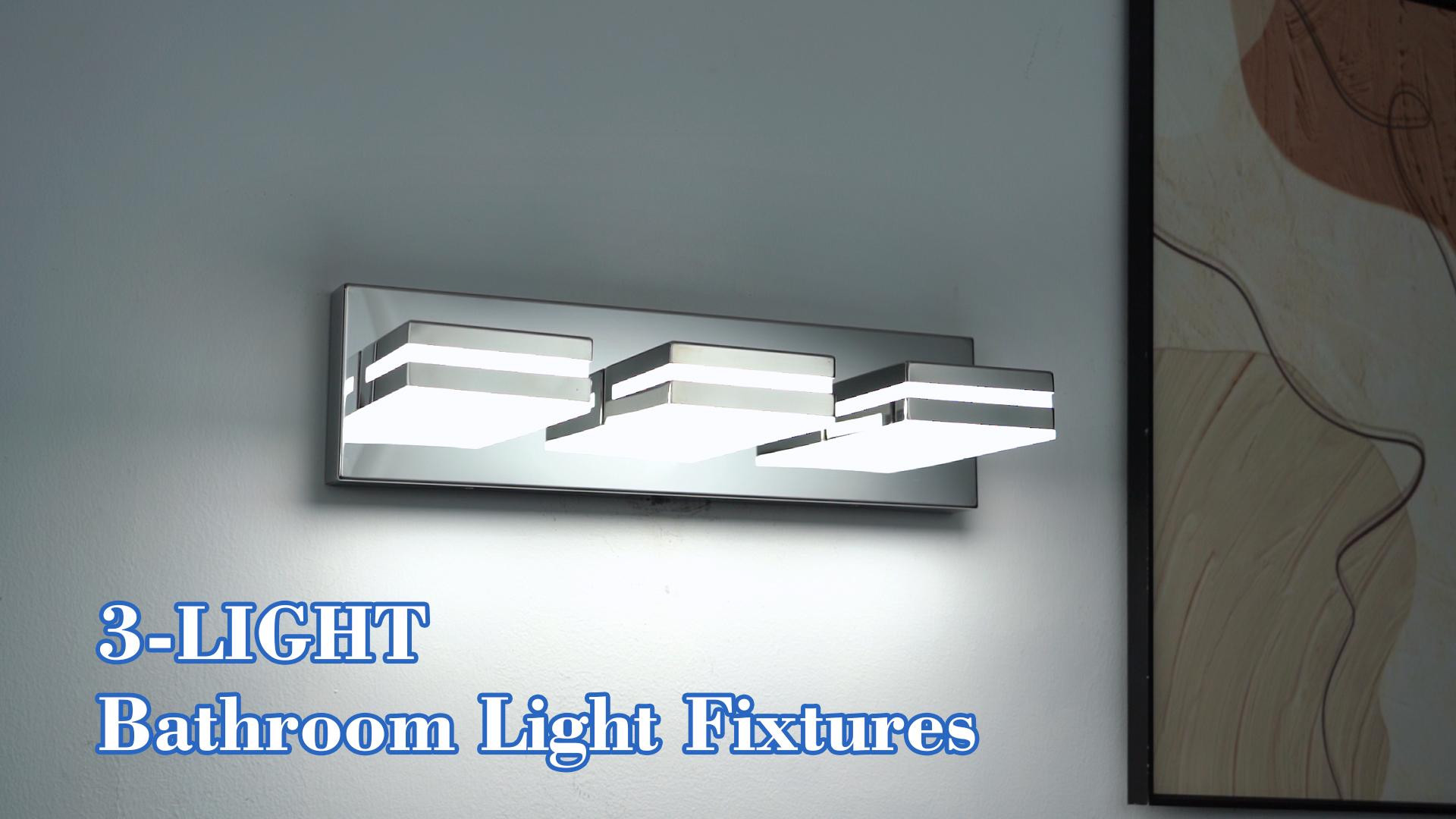 Image of Modern LED Stainless Steel Chrome Acrylic Bathroom Lights Fixtures 3-Light