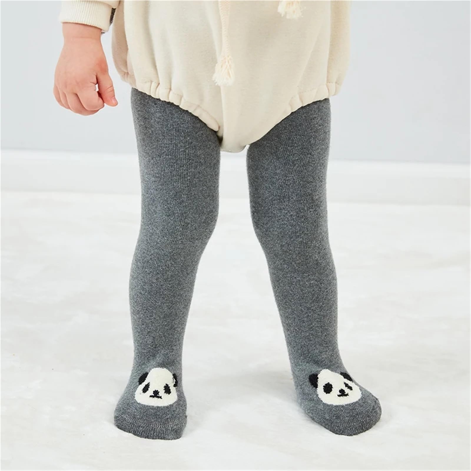 Collant Invernali in Cotone for Bambini da Bambino – Collant Spessi in Spugna Termica con Stampa Animalier for Bambini(Khaki Bear,L(24-26))