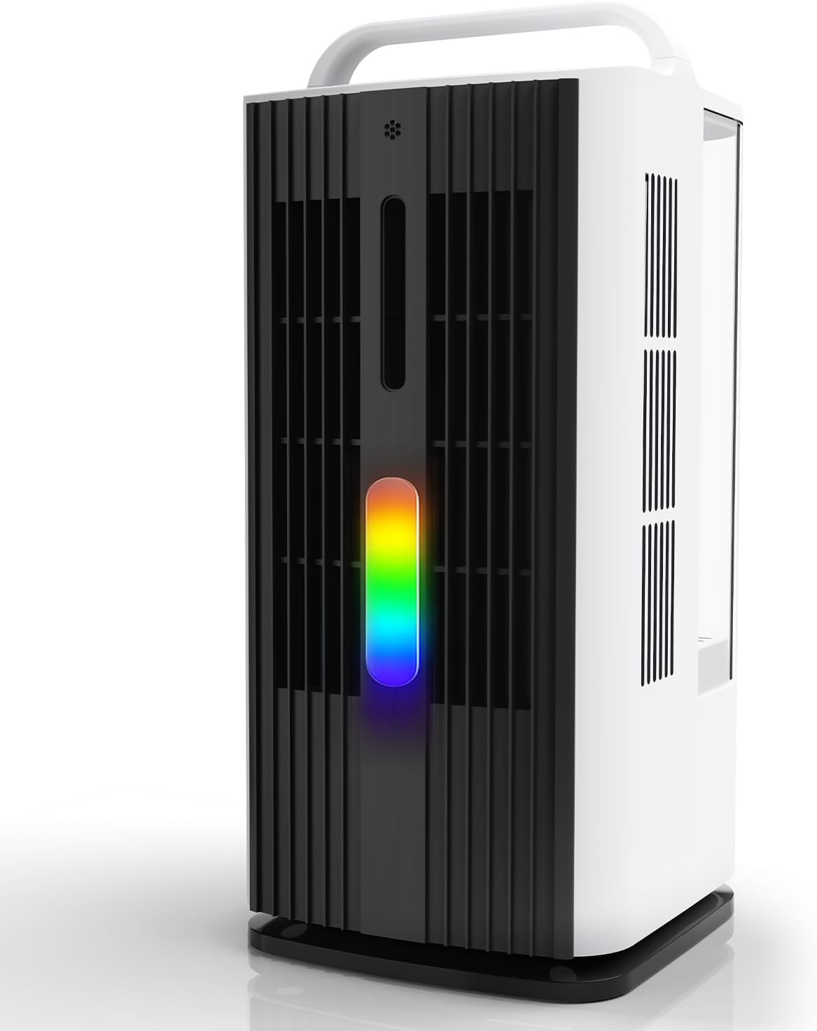 (No Cords) Portable Air Conditioners w/Remote,1.7L Desktop Mini Air Conditioner w/7 Color LED Lights, 120° Oscillating Evaporative Air Cooler w/3 Speeds & 7H Timer for Bedroom, Office Indoor Use F05 Black & White