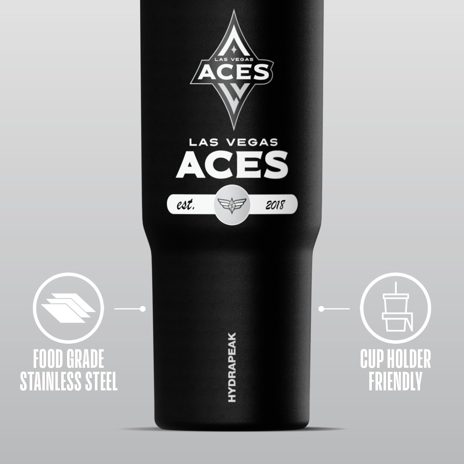 Hydrapeak x WNBA Officially Licensed Las Vegas Aces 32 oz Nomad Tumbler with Handle and Straw Lid, Leakproof Stainless Steel Water Bottle