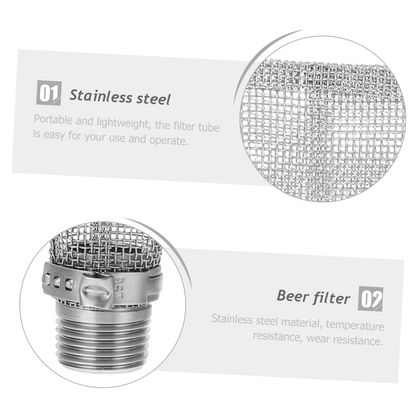 COLLBATH Sturdy Stainless Steel Beer Filter Tube 1-2 Inches Threaded Perfect for Homebrewing Wine Making