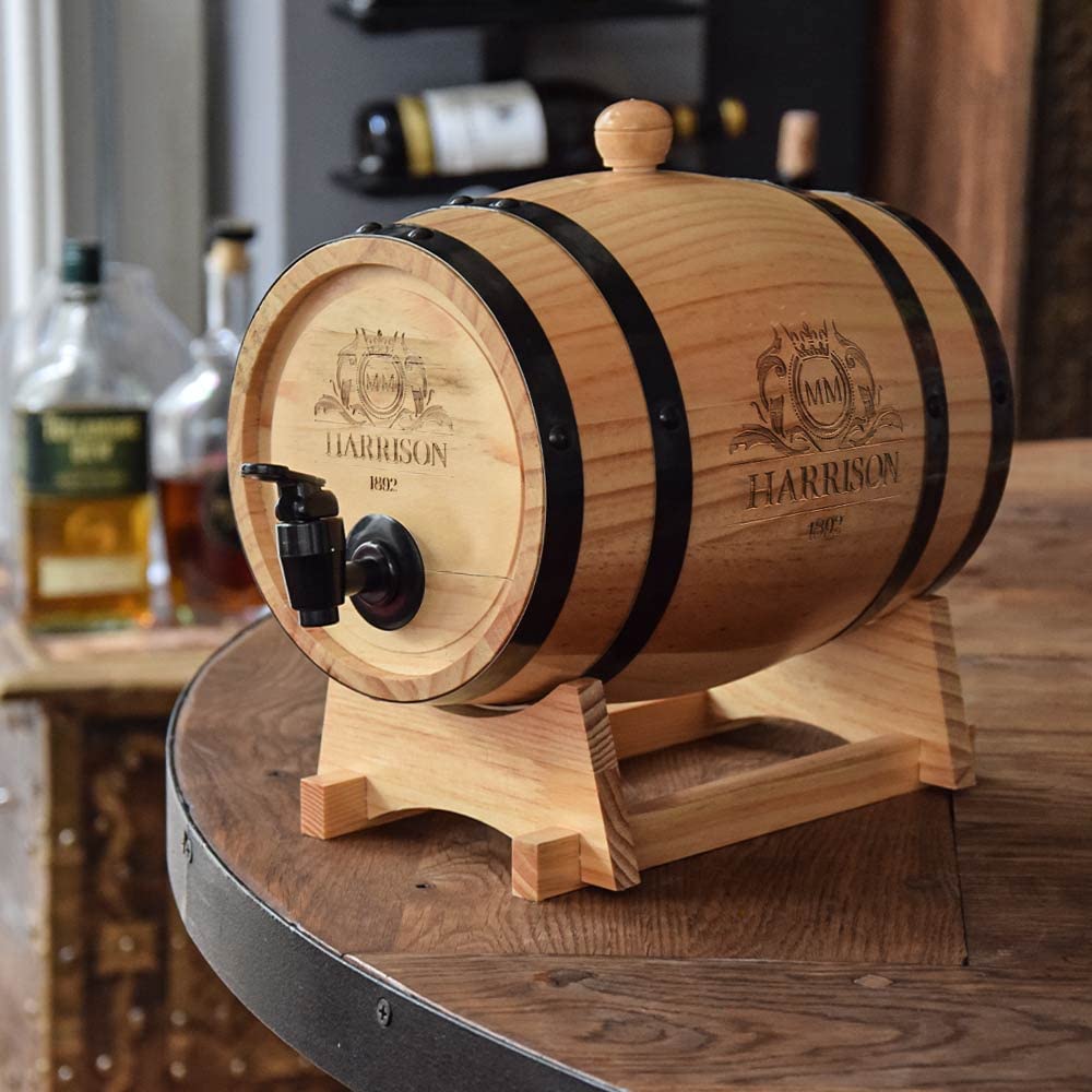 Mikamax – Dispenser per barili in legno – Barile tradizionale per la maturazione di vino e whisky – Barili tradizionali per vino e whisky – Ø 20 cm – 3 l