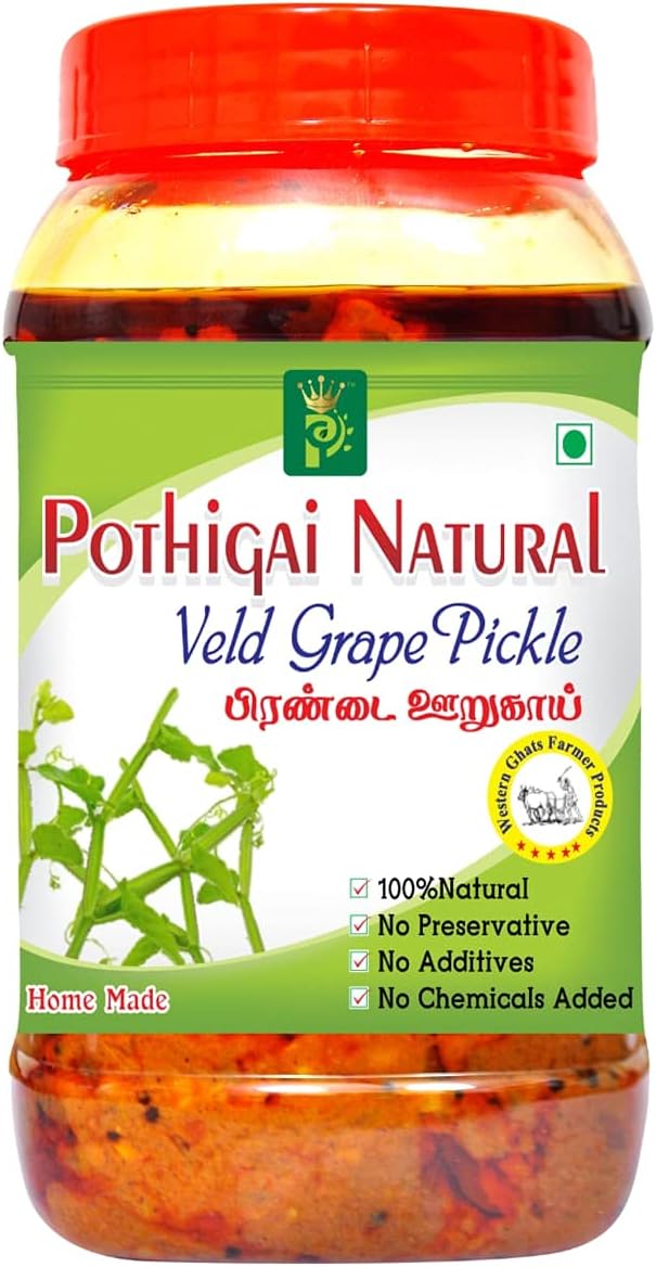 Pothigai Natural Veld Grape Pickle 250 g Pure Home Made Pickle / Made with Wooden Cold Pressed Gingelly Oil / No Preservatives/ 100% Natural (Pack of 1)