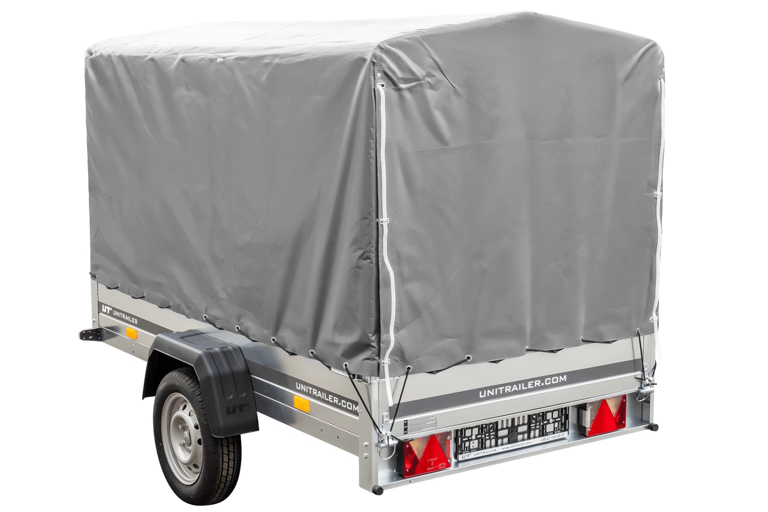 UNITRAILER PKW Anhänger 230x125 Garden Trailer 230 Kipp 750 kg mit Stützrad, 110 cm hoher Plane und Hochspriegel