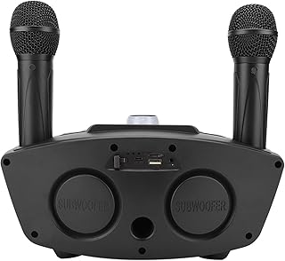FECAMOS Bluetooth Speaker, Home KTV Set Portable Karaoke Machine Karaoke Speaker Bluetooth 4.2 with 2 Wireless Microphone for Phone for Party Meeting Outdoor(Black)