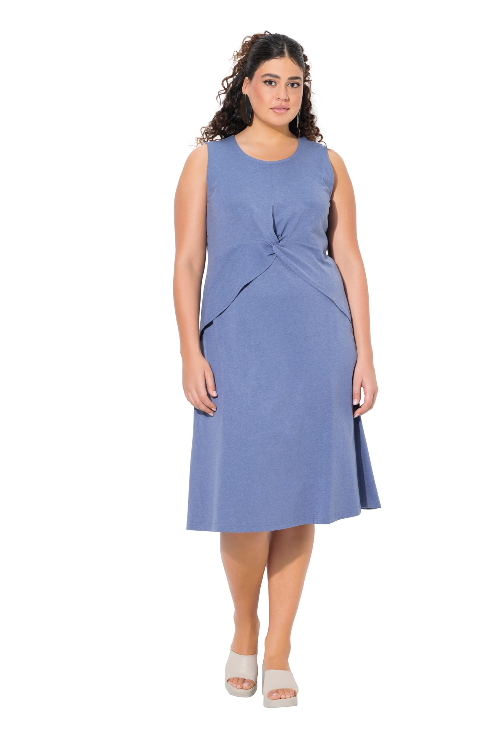Ulla Popken Damen große Größen Übergrößen Plus Size Jerseykleid, Lagenoptik, A-Linie, Rundhals, ärmellos 837874