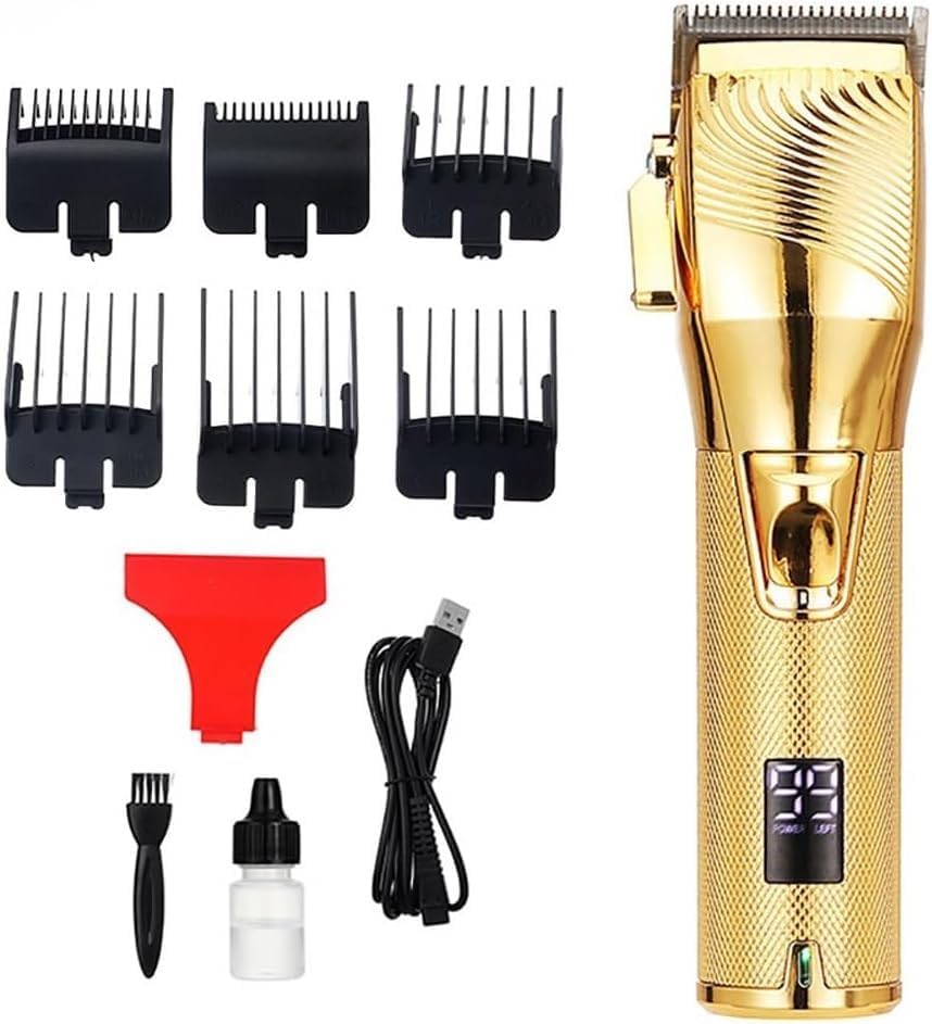 Hair Cutting Tool, Electric Rechargeable Hair Clipper for Men Trimmer Stainless Steel Barbershop Finishing Cutting Machine Cutter Oil Head 10W(Black)