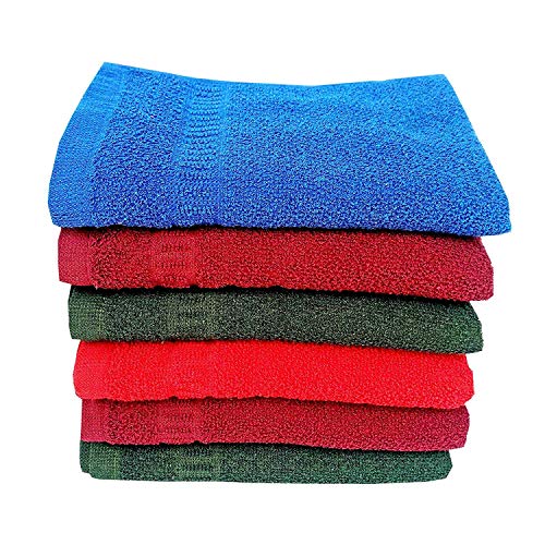 Image of Space Fly 500 GSM Cotton Hand Towels for Wash Basin | Hand Towel for Kitchen | Face Towel for Women | Size- 27.94 x 43.18 CM | Dark Color- Blue, Brown, Red, Cherry, Gray | Hand Towel Set of 6