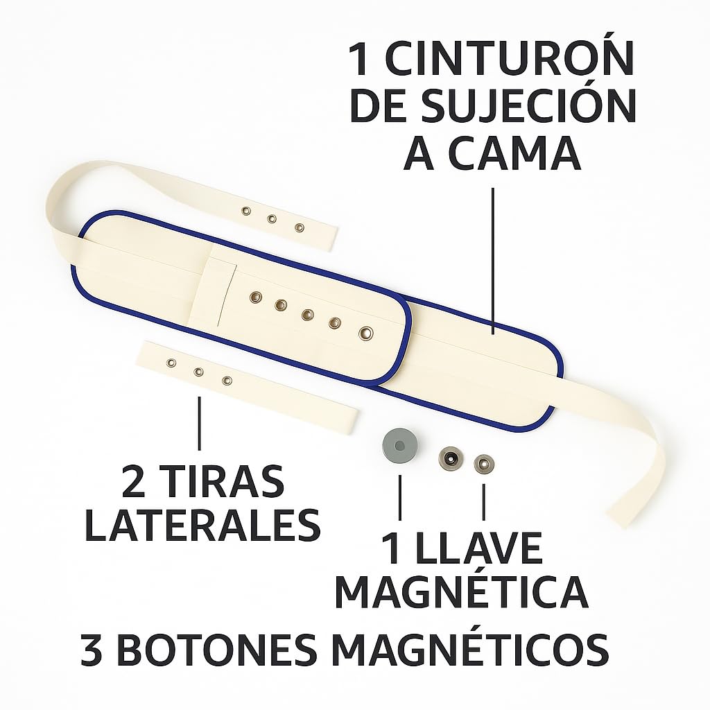 Cinturón de Sujeción Abdominal para Cama con Cierre Magnético - Prevención de Caídas en Pacientes - Talla Única - Ajustable y Seguro