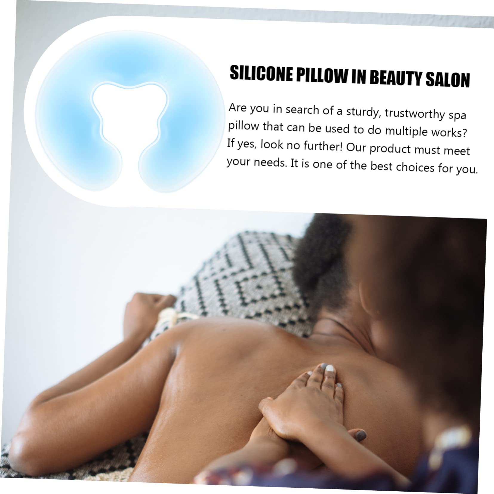 Almohada Facial de Silicona Azul U para Spa 1 Unidad Tamaño U Cojín Boca Abajo para Masaje en Salones de Belleza y Clínicas