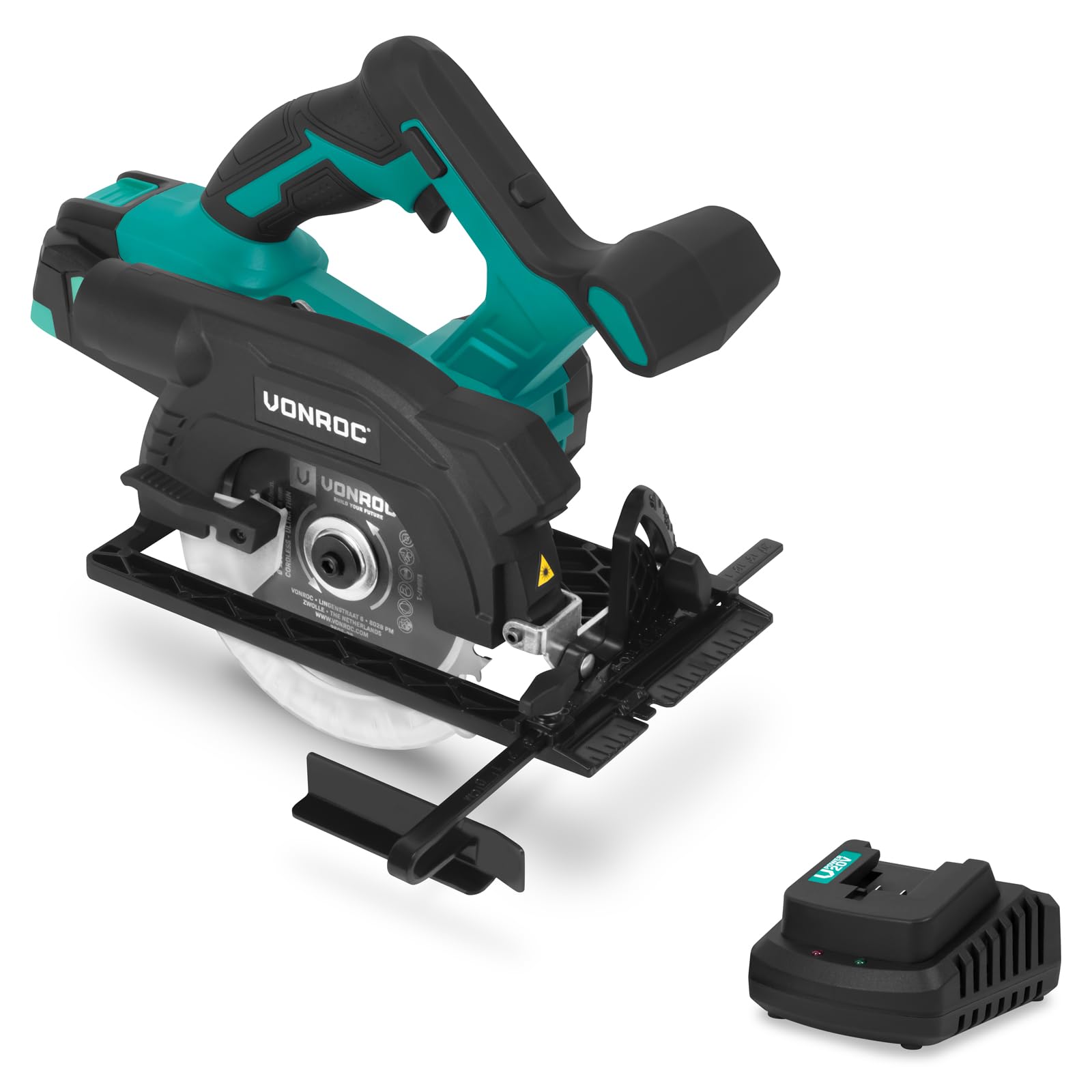 VONROC Sierra Circular a Batería 20V con Batería 4Ah y Cargador
