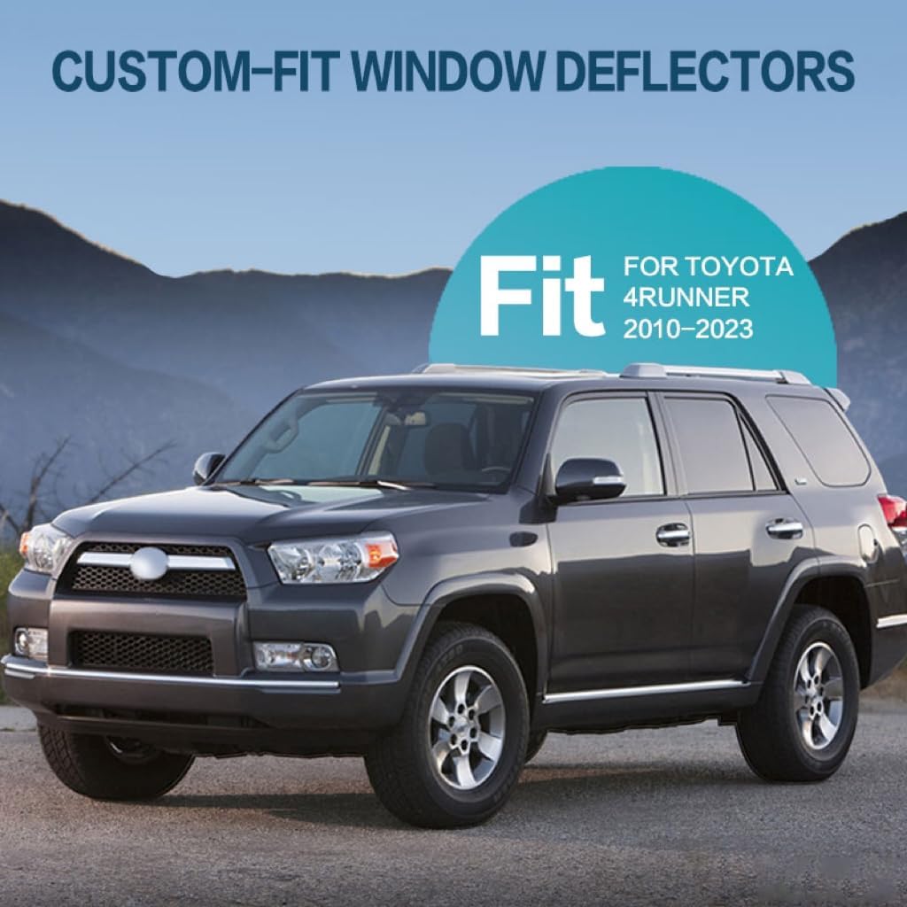Window Visor Fit for Toyota 4runner 2010 2011 2012 2013-2021 2022 2023,4PCS Rain Guard Sun Shield Shade Tape-on Side Rain Window Deflectors