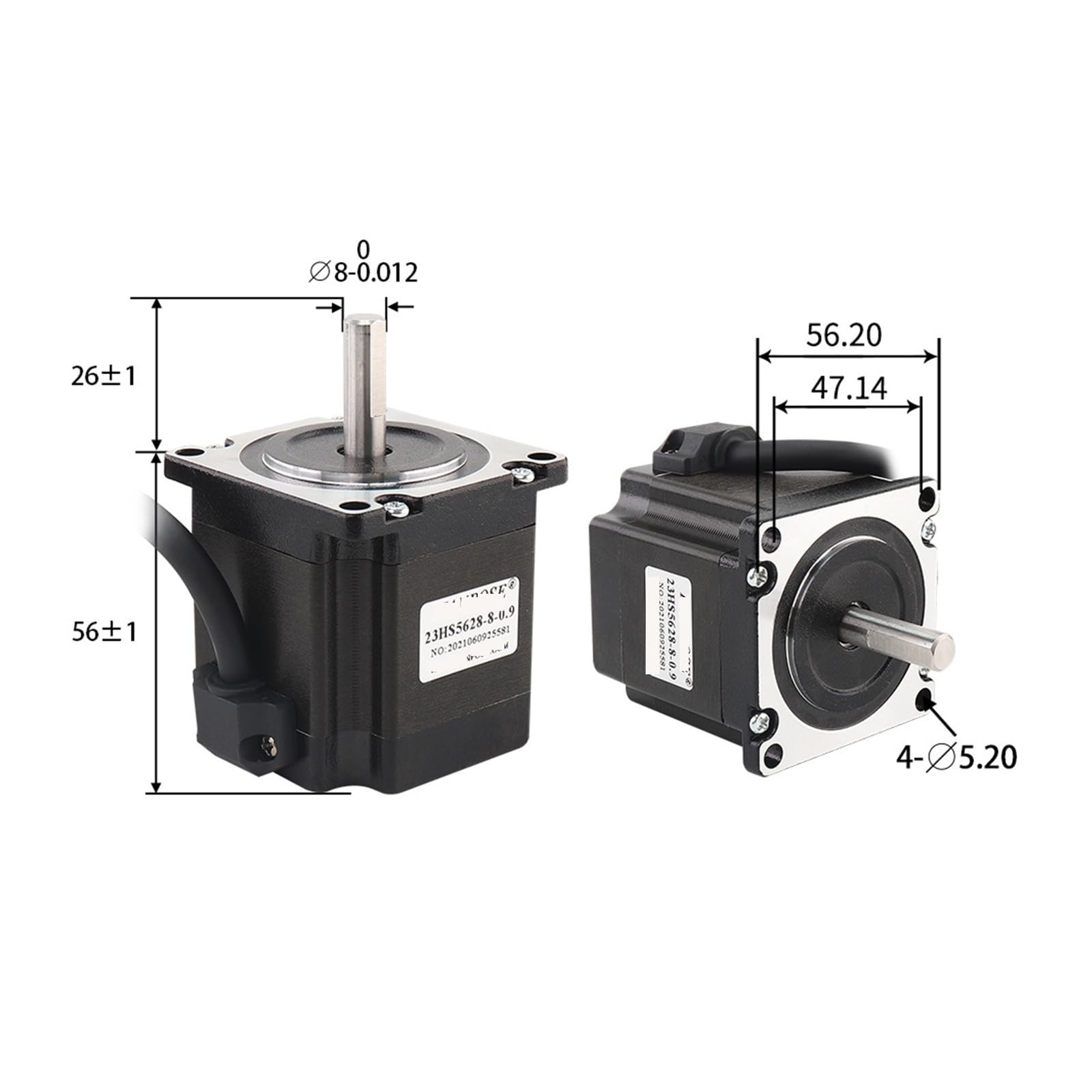Schrittmotor Schrittmotor 23HS5628-0,9 Grad 57 Motor 4-adrig 126N.cm 2,8A 8mm
