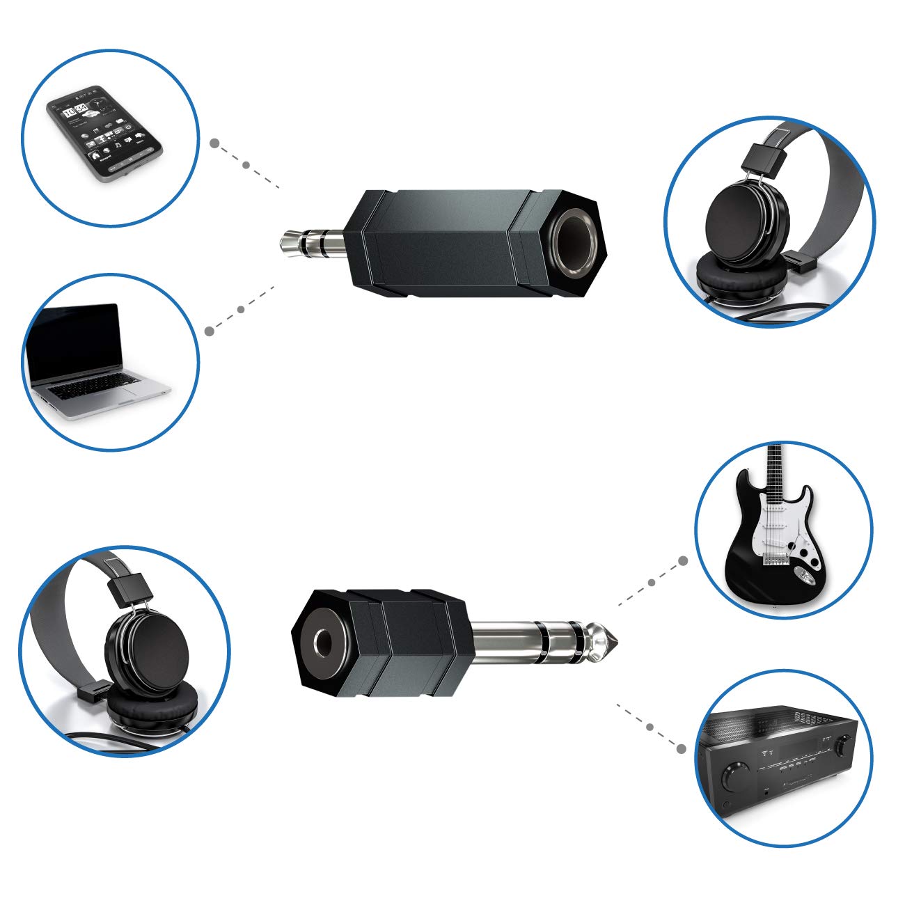 DeleyCON Adattatori Jack Audio 3,5mm E 6,3mm - Set 2 Pezzi Per Cuffie, HiFi E Home Theater - Foto 5