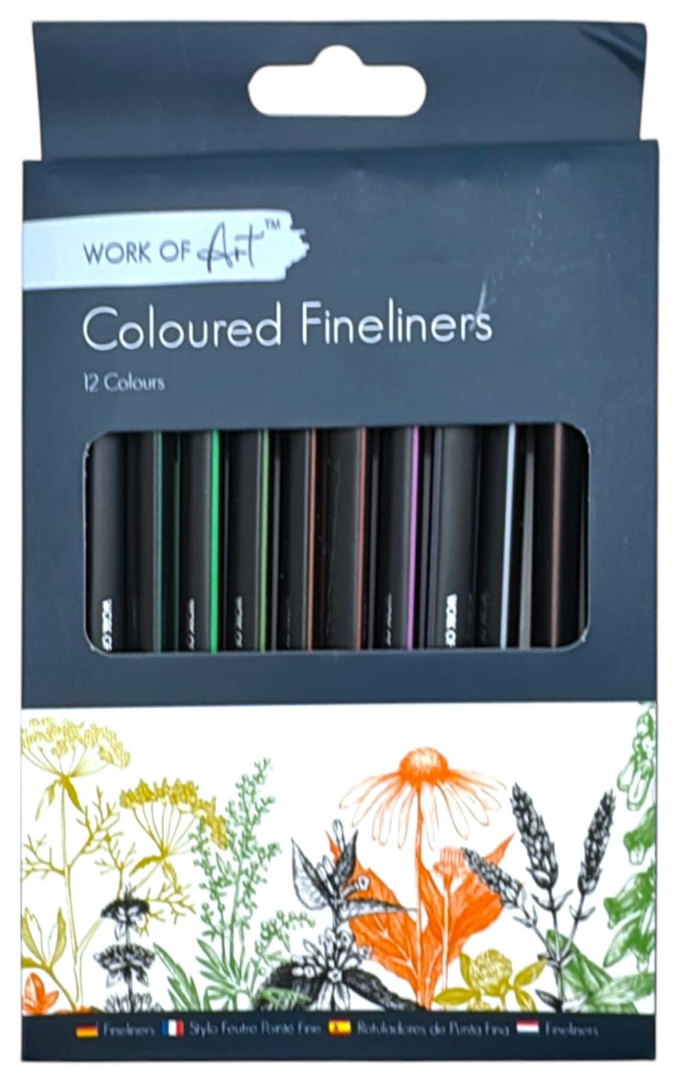 PaulStore Pack of 12 Coloured Fineliners Pens Fine Liner Drawing Coloured Pigment Ink, 12 count (Pack of 1)