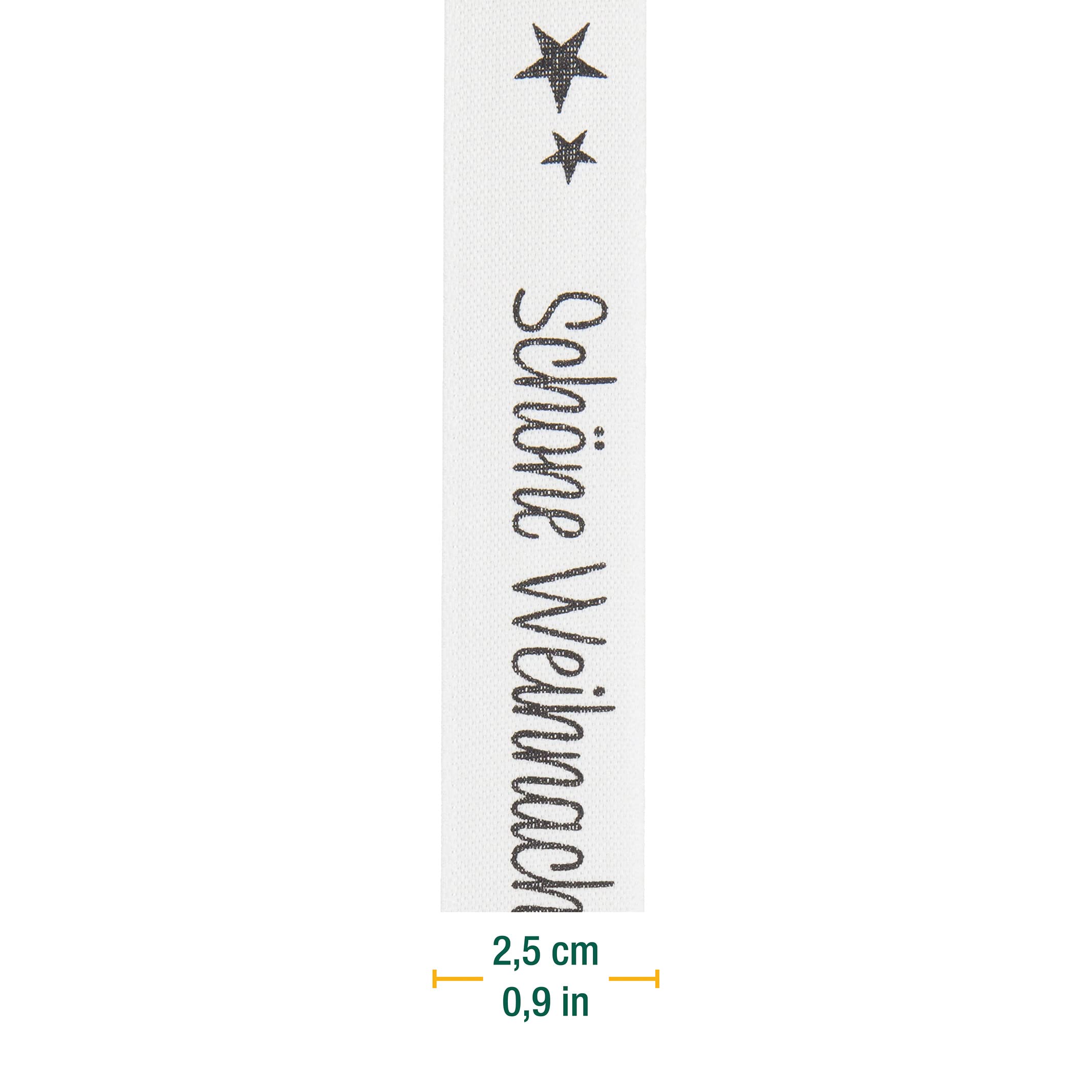 Halbach Seidenbänder 1126 Christmas Ribbon in Cotton Look for Wrapping Gifts Colour: White/Black, white / black - Image 2