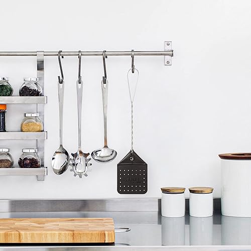 Miniatura 7 de Matamoscas de cuero resistente de 17.5 pulgadas, matamoscas resistente con mango de metal duradero, matamoscas rústico para moscas, abejas y