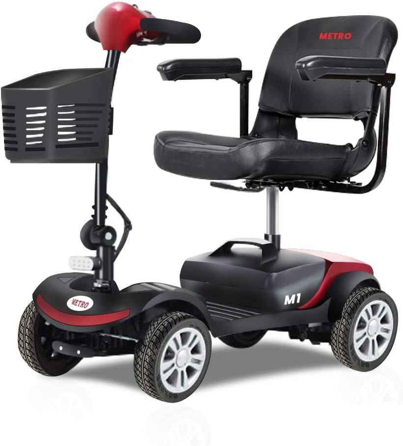 300W Compact Mobility Scooters for Adults -Electric Powered Mobile Wheelchair Device for Elderly- 18 in Width Seat - 4 Wheel - Red : Health & Household