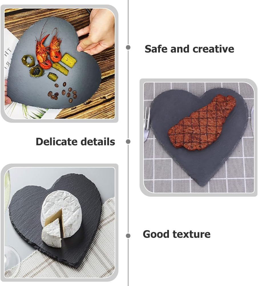 CALLARON 2 Pack Heart Shaped Stone Serving Boards, Natural Stone Boards