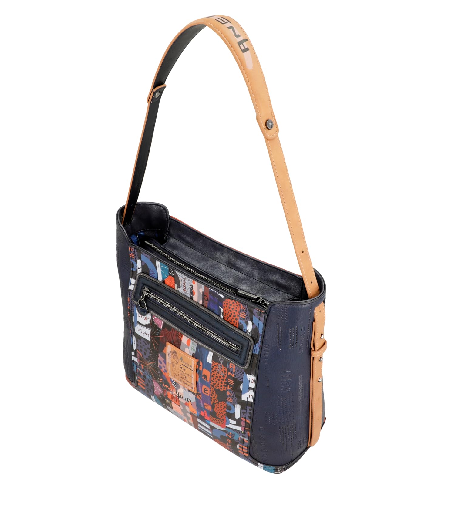 Anekke Große Schultertasche für Damen, 1 verstellbarer Schultergurt, Reißverschluss und zeitgemäße Tasche, Zubehör und Accessoires für Damen, Maße 31 x 30 x 13 cm, bunt, Zeitgenössisch