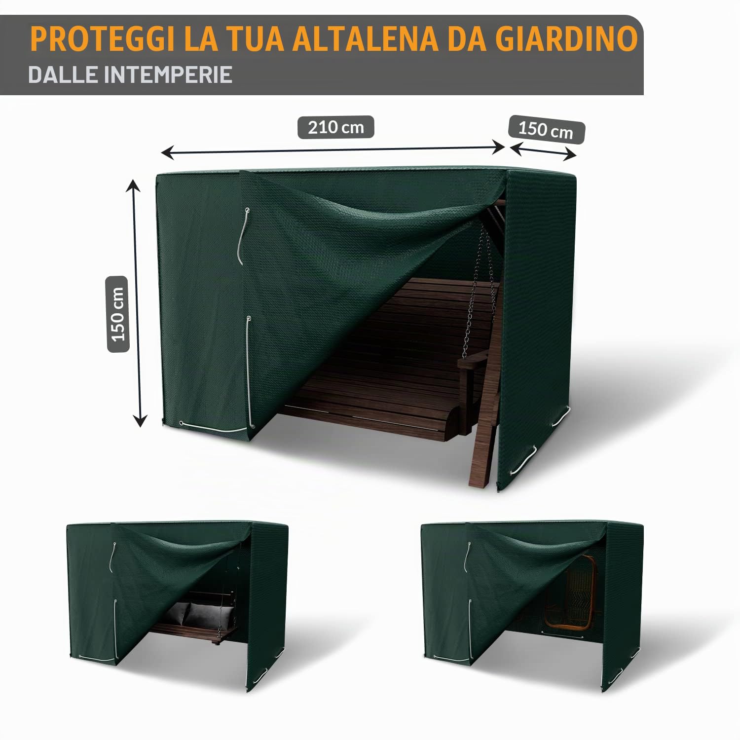 Coperchio di Protezione con Zip di Chiusura per Il Giardino Swing