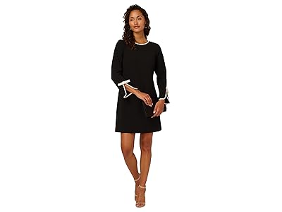 Adrianna Papell Long Sleeve Crepe Short Dress Women