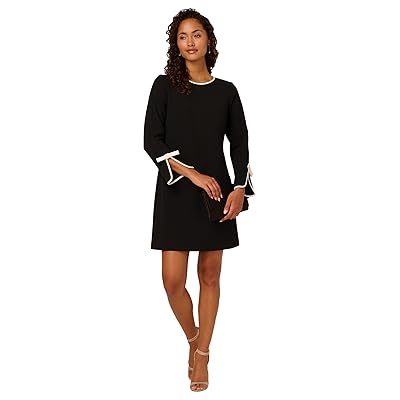 Adrianna Papell Long Sleeve Crepe Short Dress Women