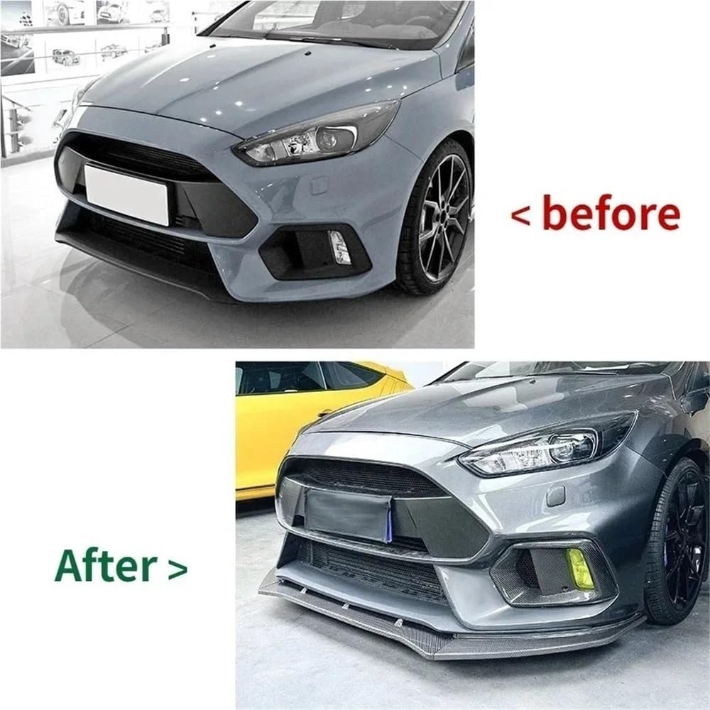 Kompatybilny z Ford Focus RS MK3 2015-2018 przedni zderzak samochodowy Splitter Spoiler dyfuzor straż Body Kit pokrywa Tuning modyfikacja na zewnątrz(Gloss Black)