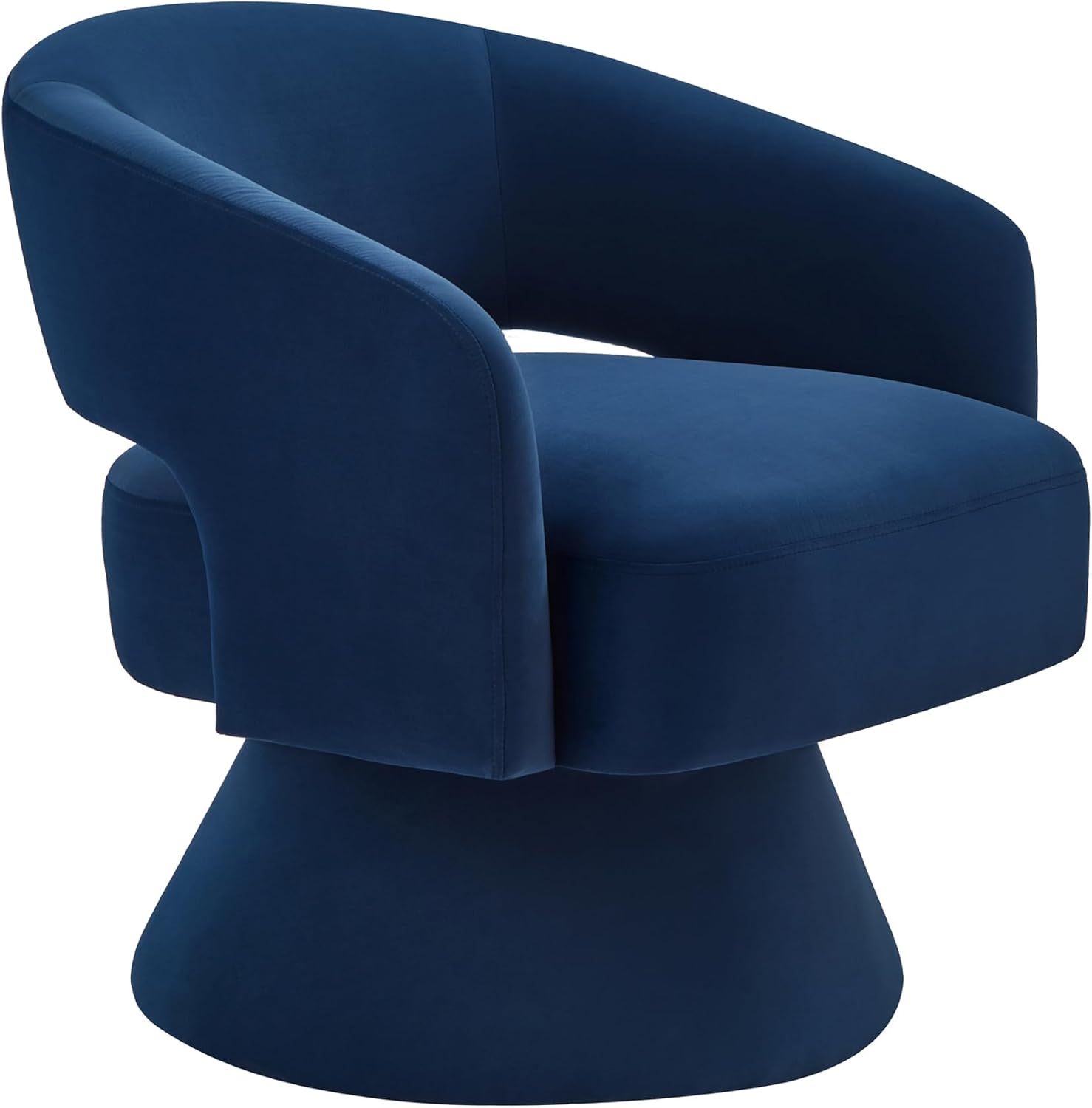 Modern Swivel Barrel Chair, Velvet Round Accent Chairs,360 Degree Comfy Club Chair with Armchair, Single Round Sofa for Living Room Bedroom (Navy)
