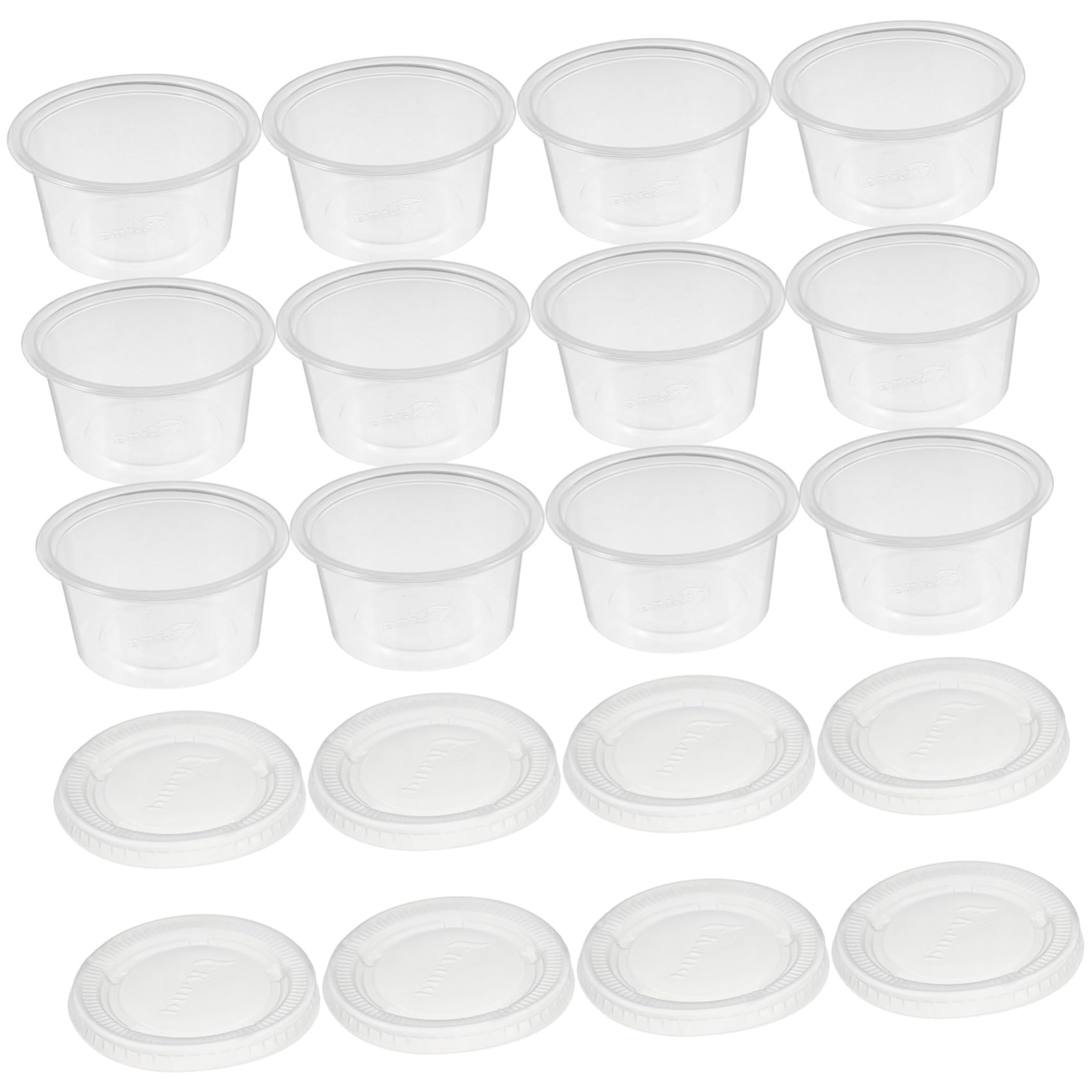 SOLUSTRE 100Pcs Leakproof Round Plastic Sauce Cups with Lids Reusable Condiment Containers for Sauces Dressings Dips for Meal Prep and Takeout