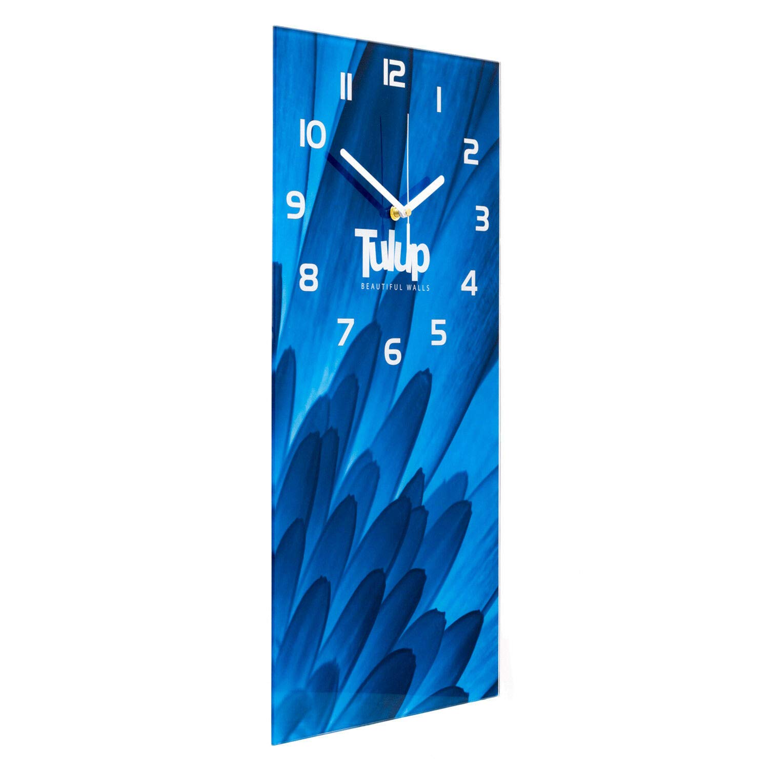 Tulup Glasuhr 30x60 cm - weißen Zeigern - Wanduhr Wandkunst Bild Gehärtetem Glas Uhr Echtglas Küche Wohnzimmer - EIS in der Waffel
